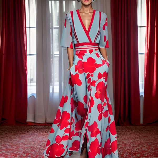 Evie - Elegant Dress With Flower Pattern