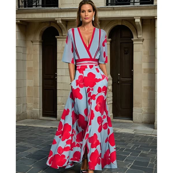 Jamie - Elegant Dress With Flower Pattern