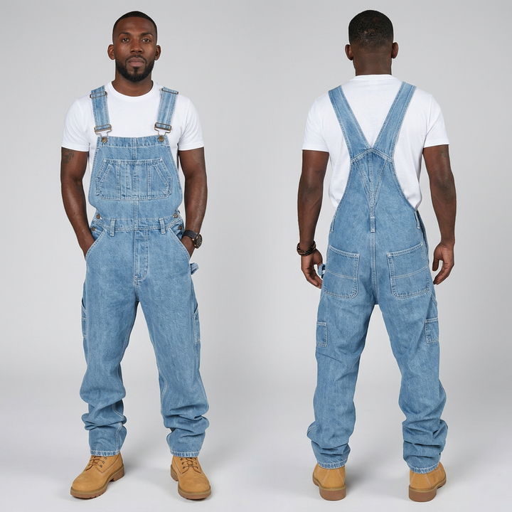 Men's Denim Overalls Loose Fit – Work Overall with Multiple Pockets