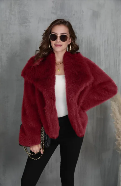 Ladies Chic Faux Fur Winter Coat – Casual, Warm, Suitable for Cold Seasons
