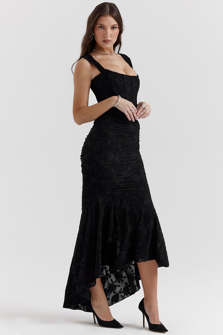 Dove Elegant Slim Cut Lace Maxi Dress - Elena Harper