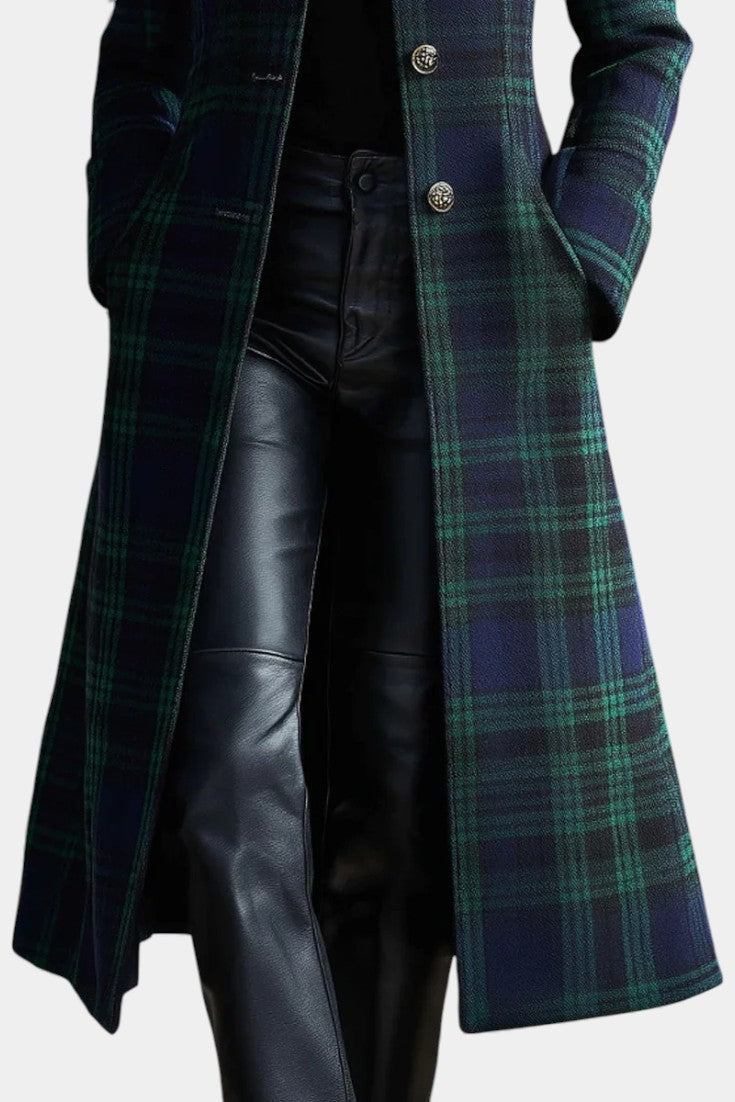 Glendine Elegant Plaid Coat - Elena Harper