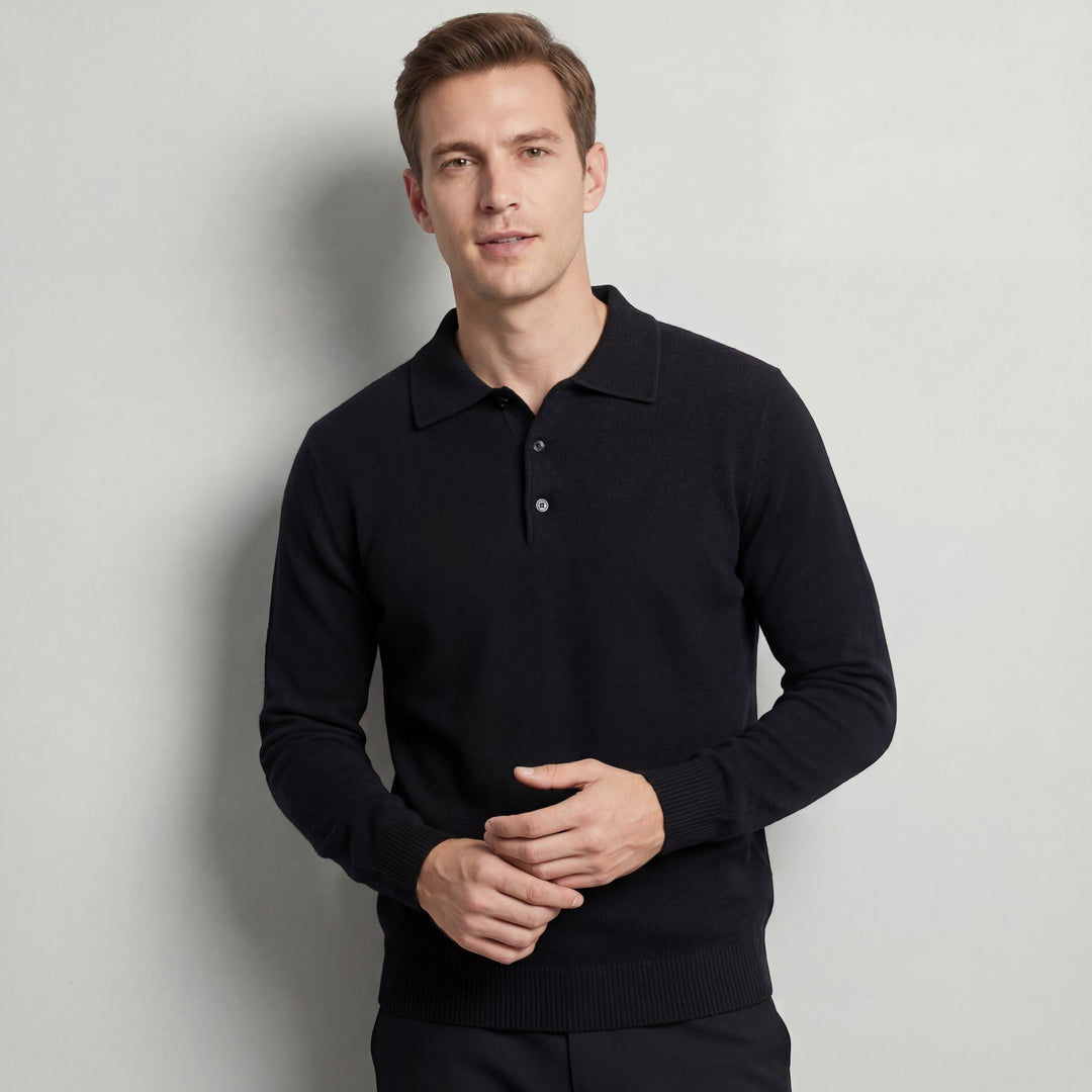 MEN'S POLO COLLAR KNIT PULLOVER