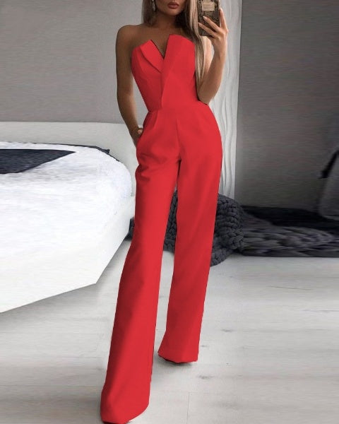 Séraphine - Red Sleeveless Jumpsuit for a Bold Look