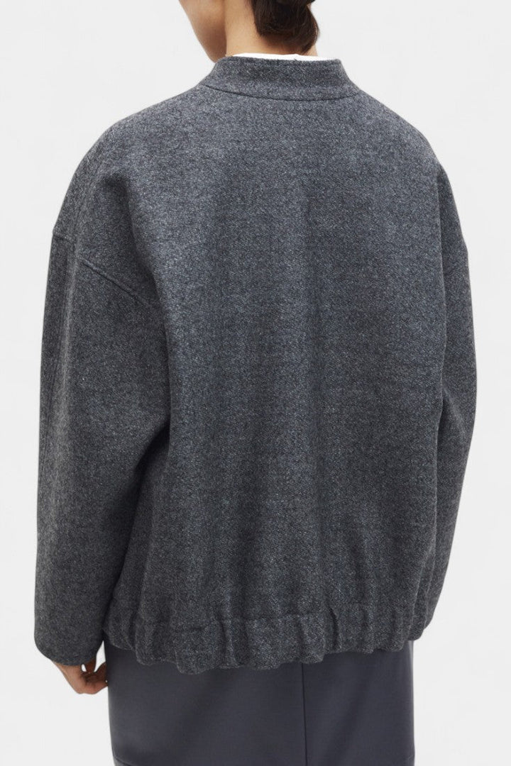 Adele Women's Soft Textured Bomber Jacket with Ribbed Trims - Elena Harper
