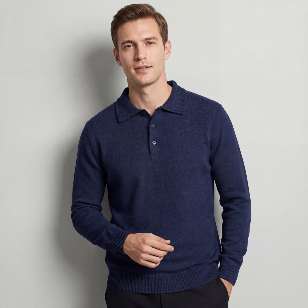 MEN'S POLO COLLAR KNIT PULLOVER