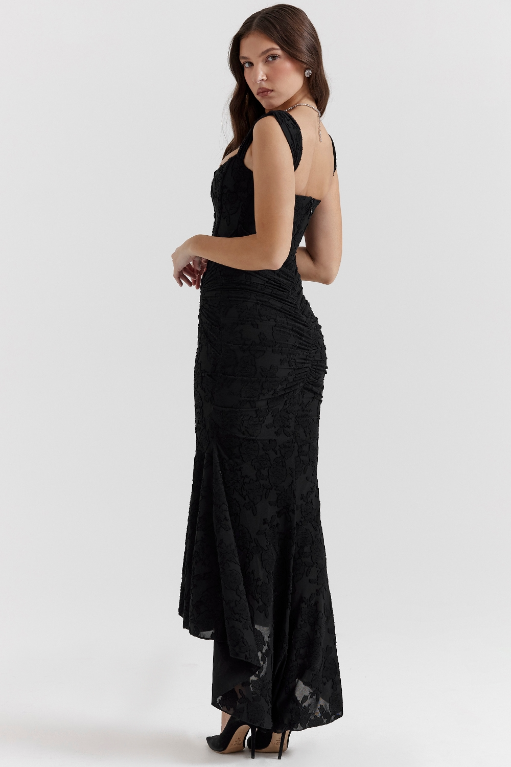 Dove Elegant Slim Cut Lace Maxi Dress - Elena Harper