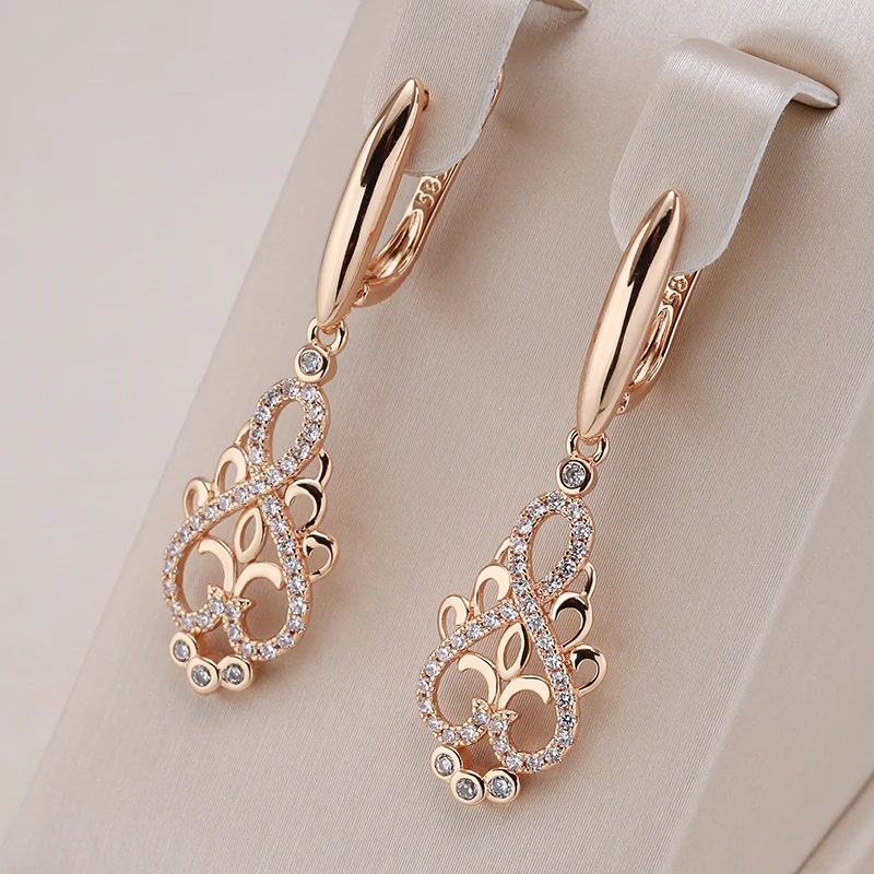 Elegant elf earrings with zirconia in gold - Elena Harper