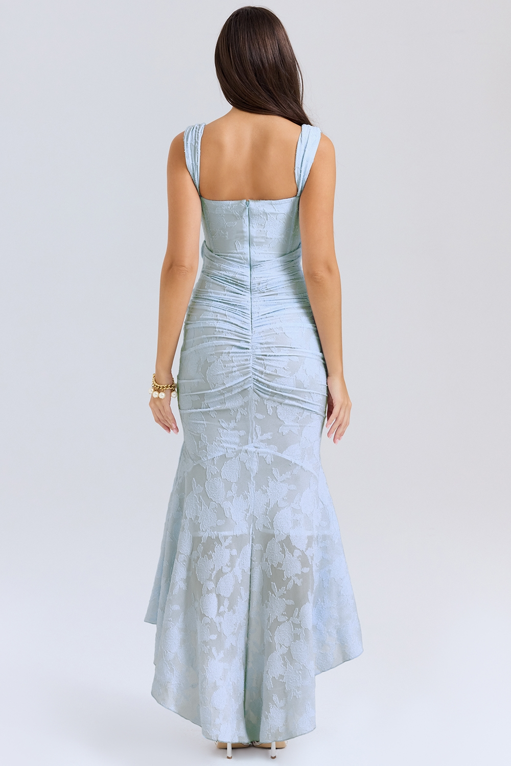 Dove Elegant Slim Cut Lace Maxi Dress - Elena Harper
