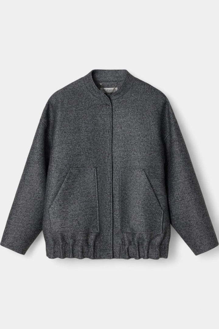 Adele Women's Soft Textured Bomber Jacket with Ribbed Trims - Elena Harper