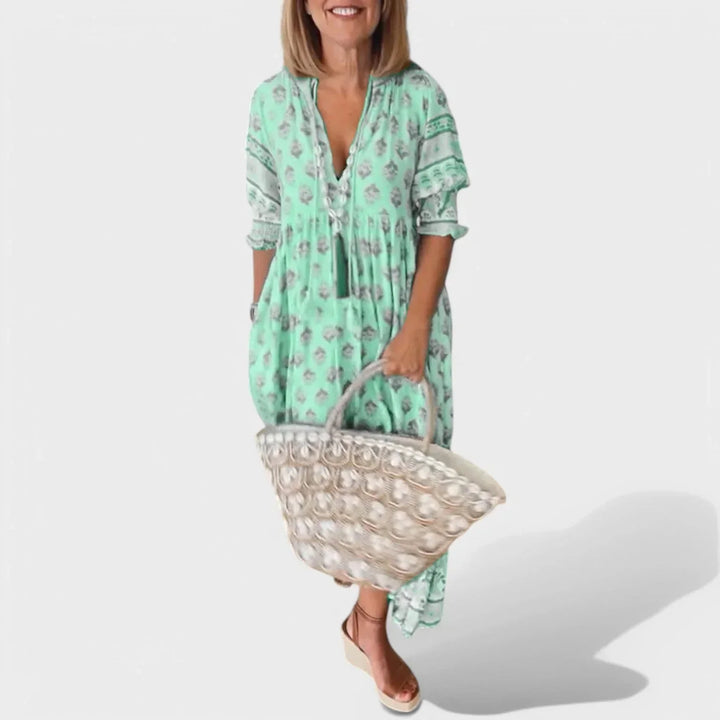 Marlena Dress with V-Neck and A-Line Silhouette - Elena Harper