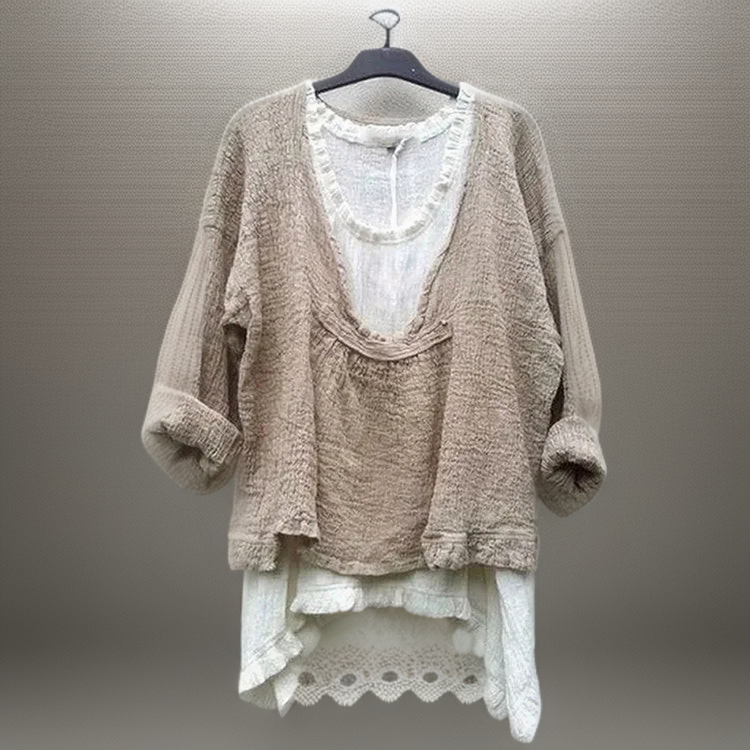 Willow┃Set Casual Comfortable with Two Long Sleeve T-Shirts - Elena Harper