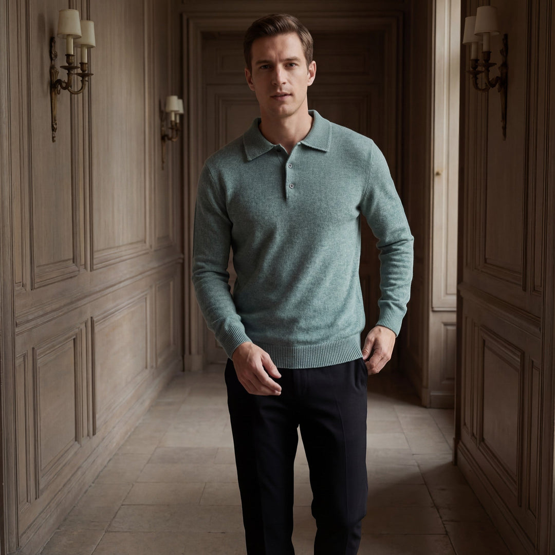 MEN'S POLO COLLAR KNIT PULLOVER