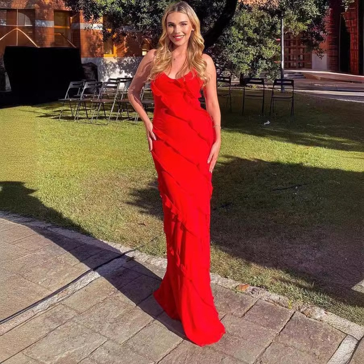 Adrienne Elegant Dress with Ruffles - Elena Harper
