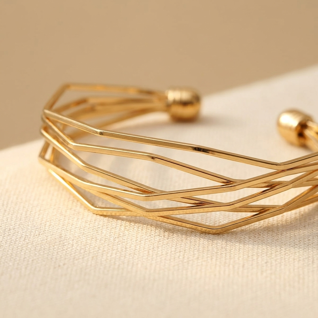 A-Shaped Golden Bangle Bracelet - Elena Harper
