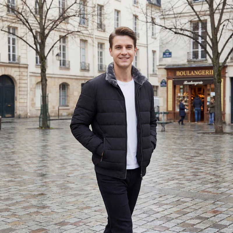 MEN'S QUILTED JACKET WITH HIGH COLLAR