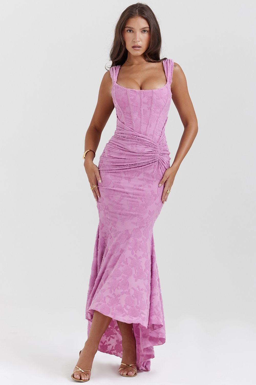 Dove Elegant Slim Cut Lace Maxi Dress - Elena Harper