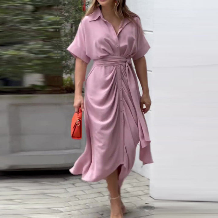 Fern High-Waist Flounce Collar Dress - Elena Harper