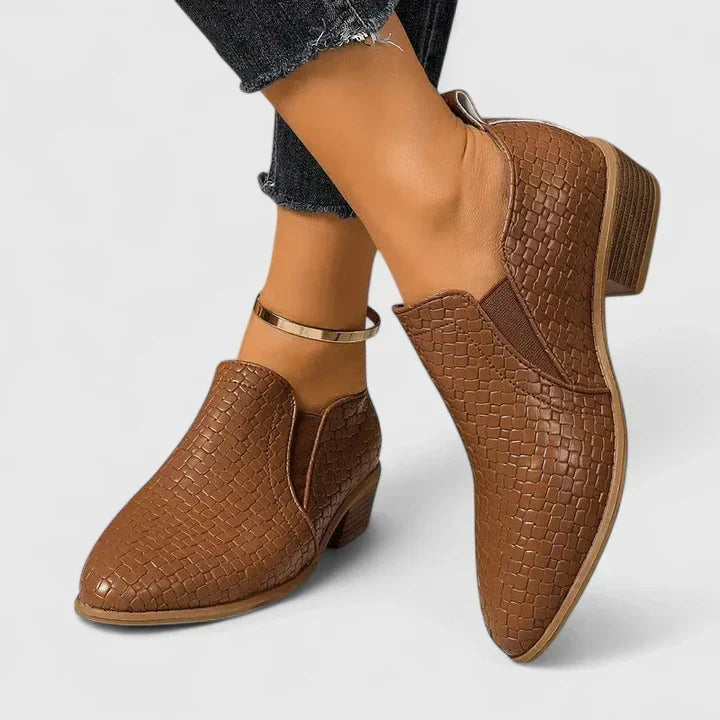 Abby Chic Woven Ankle Bootie - Elena Harper