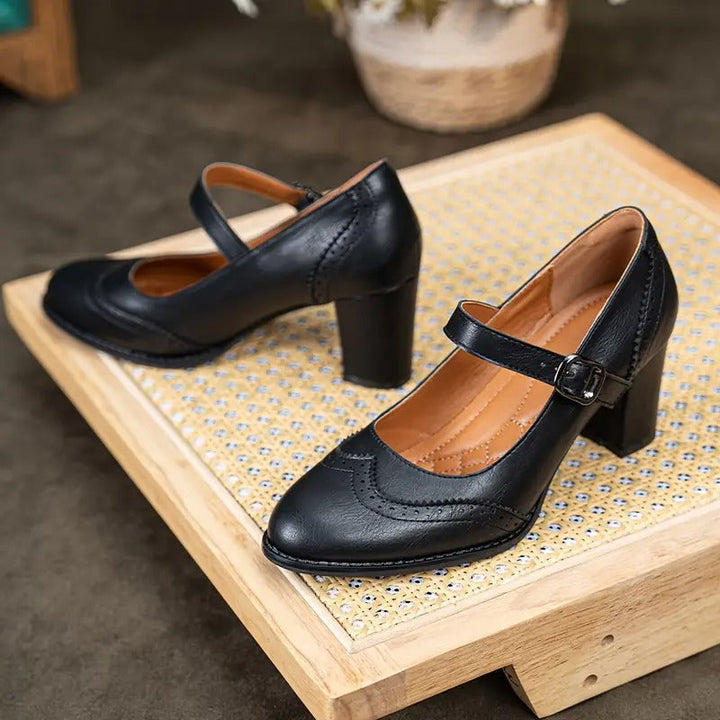 Women's Elegant High-Heeled Mary Jane Shoes with Buckle