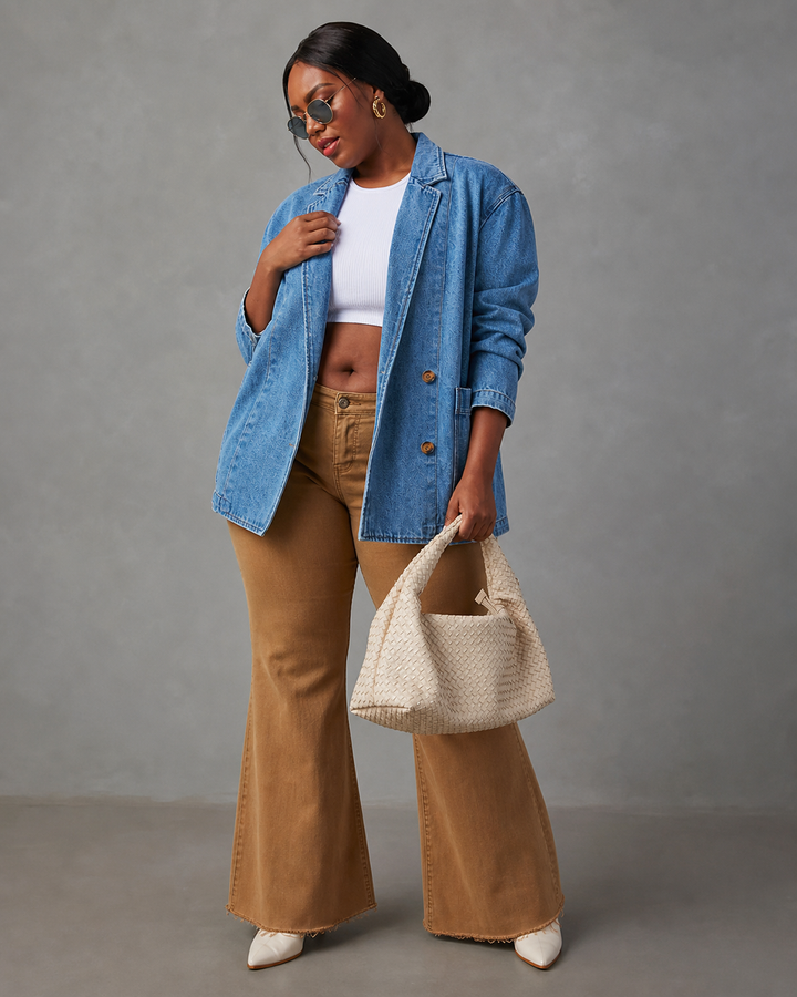 Alice Women's Denim Blazer with Tailored Shell Construction - Elena Harper