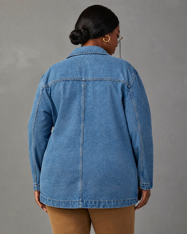 Alice Women's Denim Blazer with Tailored Shell Construction - Elena Harper
