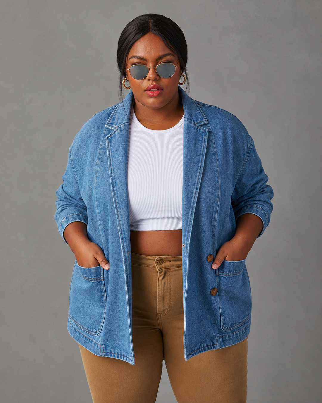 Alice Women's Denim Blazer with Tailored Shell Construction - Elena Harper