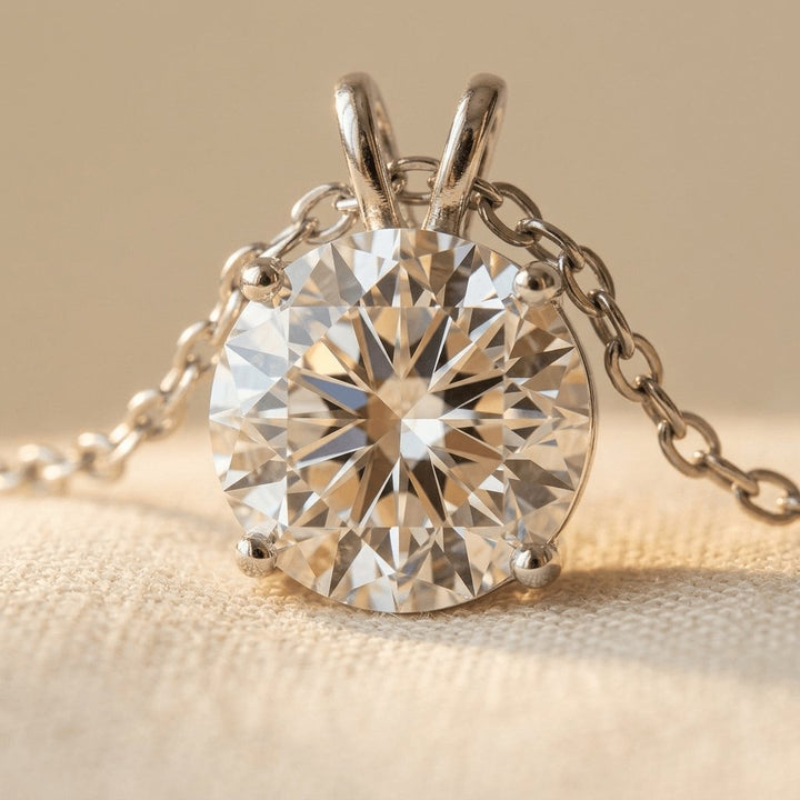 925 Sterling Silver Elegant Solitaire Moissanite Pendant Necklace In P Necklace - Elena Harper