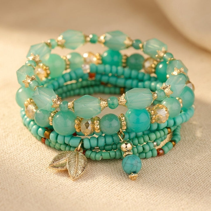 4-piece Boho Mint Turquoise Bracelet - Elena Harper