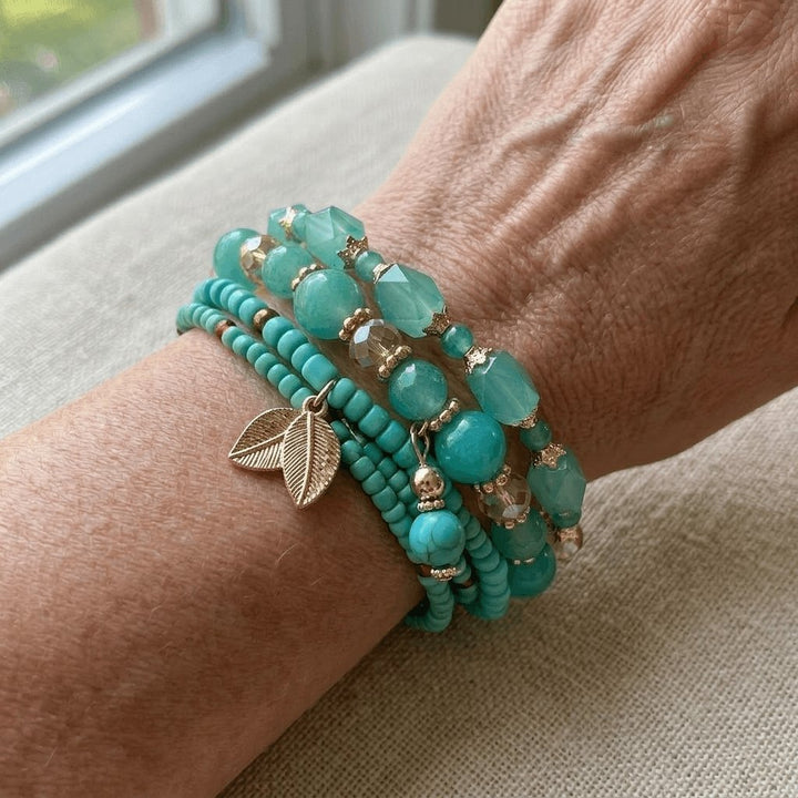 4-piece Boho Mint Turquoise Bracelet - Elena Harper