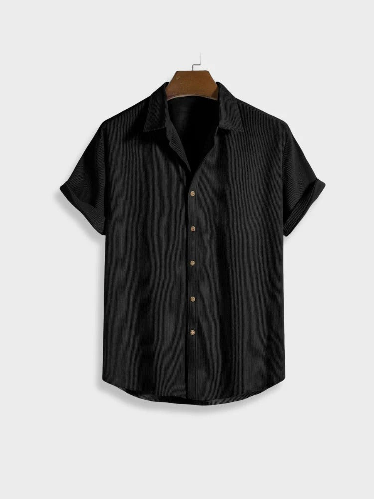 Summer Set with Ribbed Shirt and Shorts for Men