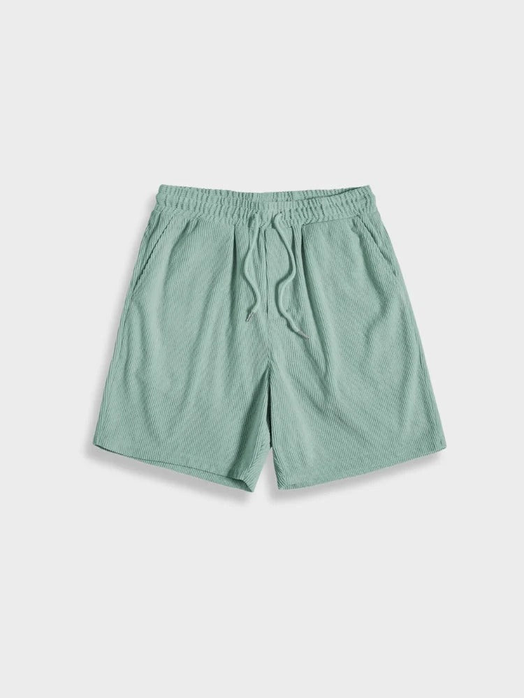 Summer Set with Ribbed Shirt and Shorts for Men