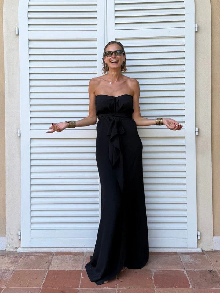 Flowing Asymmetric Caftan With Belt