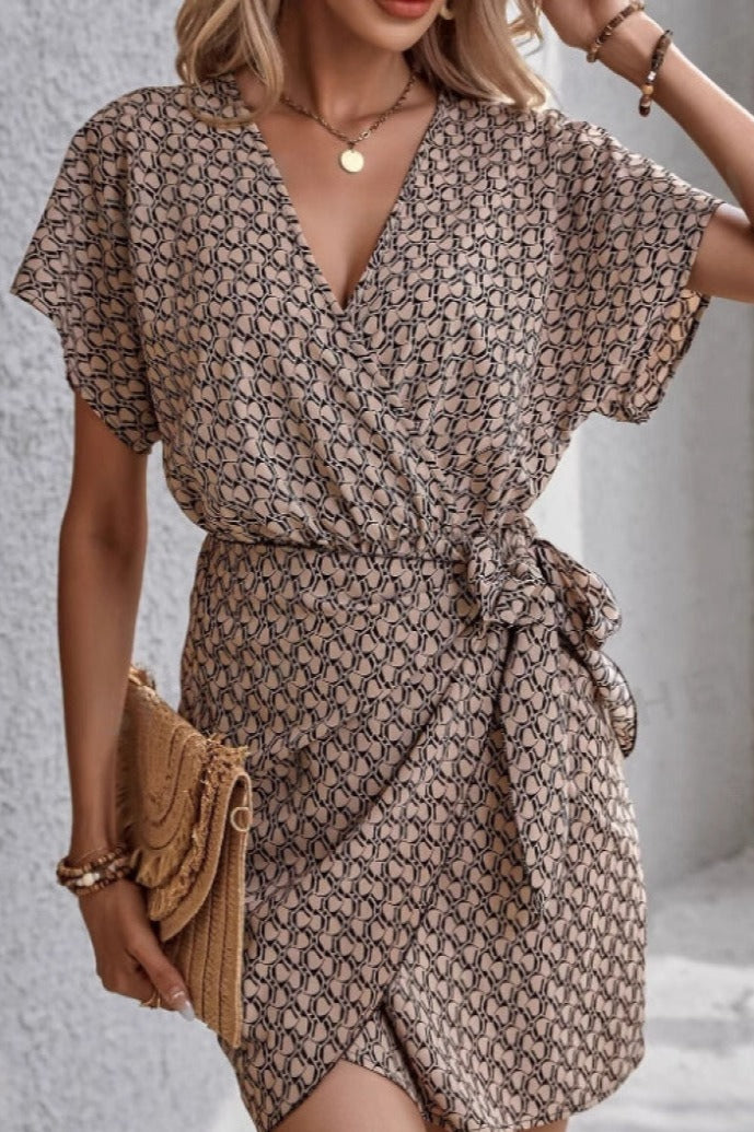 Short Women's Crossed Dress with Belt - Adriana
