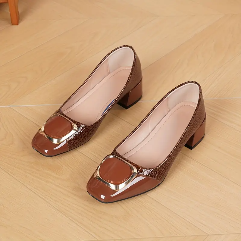 VALERIA – ELEGANT TEXTURED BLOCK HEEL PUMPS