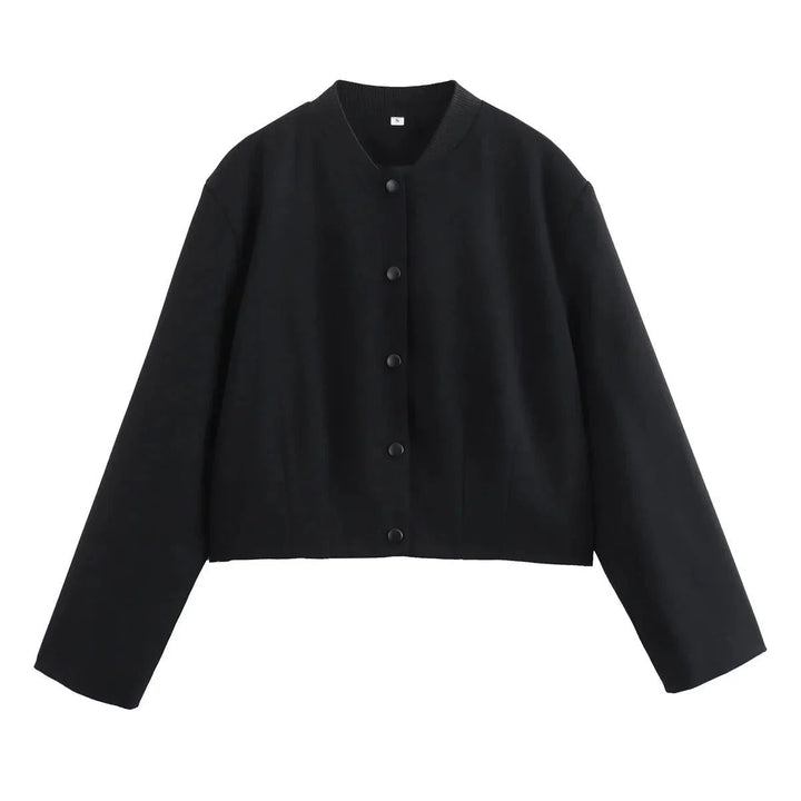 Short Intermediate Jacket in Bomber Style with Button Closure for Women
