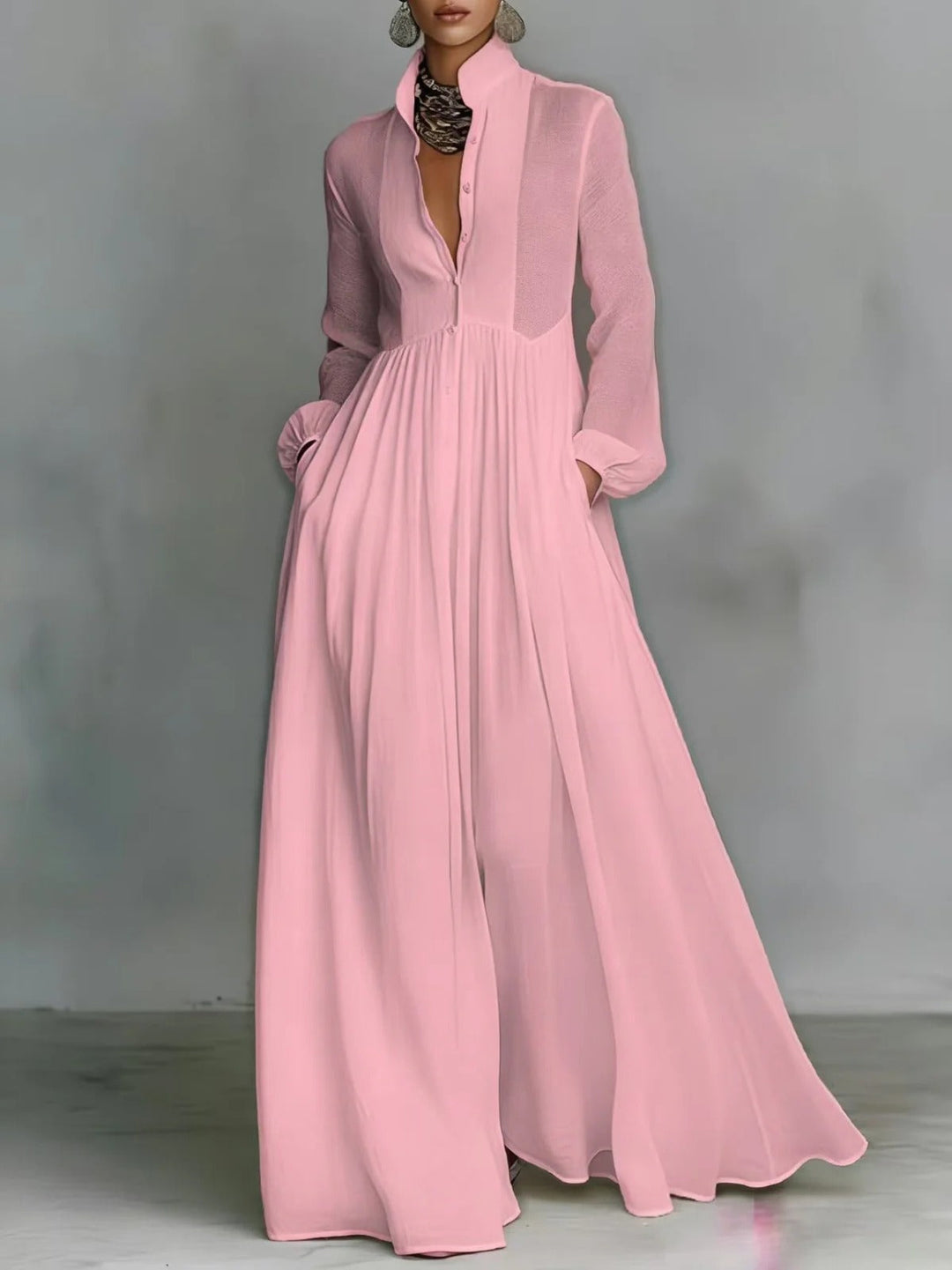 Celine Flowing Button-Front Maxi Dress - Elena Harper