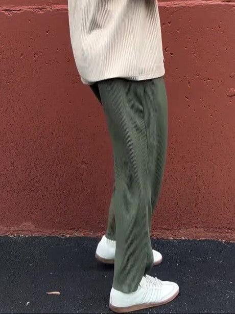 Men's Straight Ribbed Mid-Rise Pants - Hugo