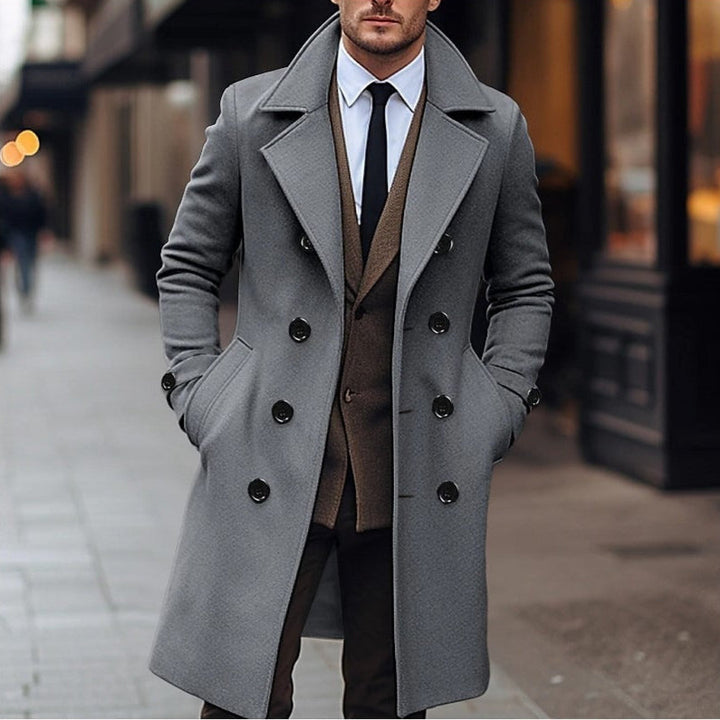 Elegant Men's Wool Double-Breasted Overcoat - Russell
