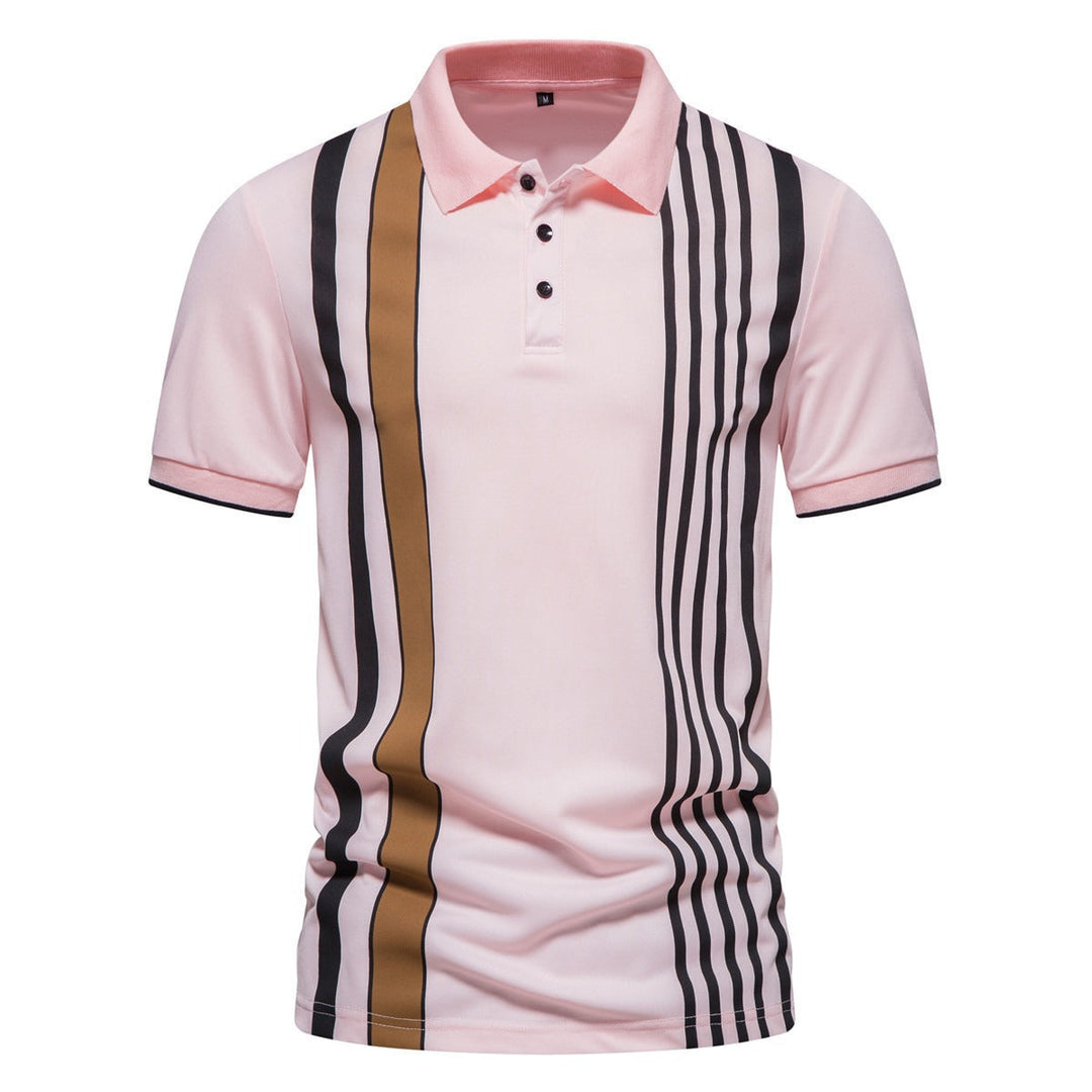 Men's Cotton Polo with Vertical Stripes - Matteo