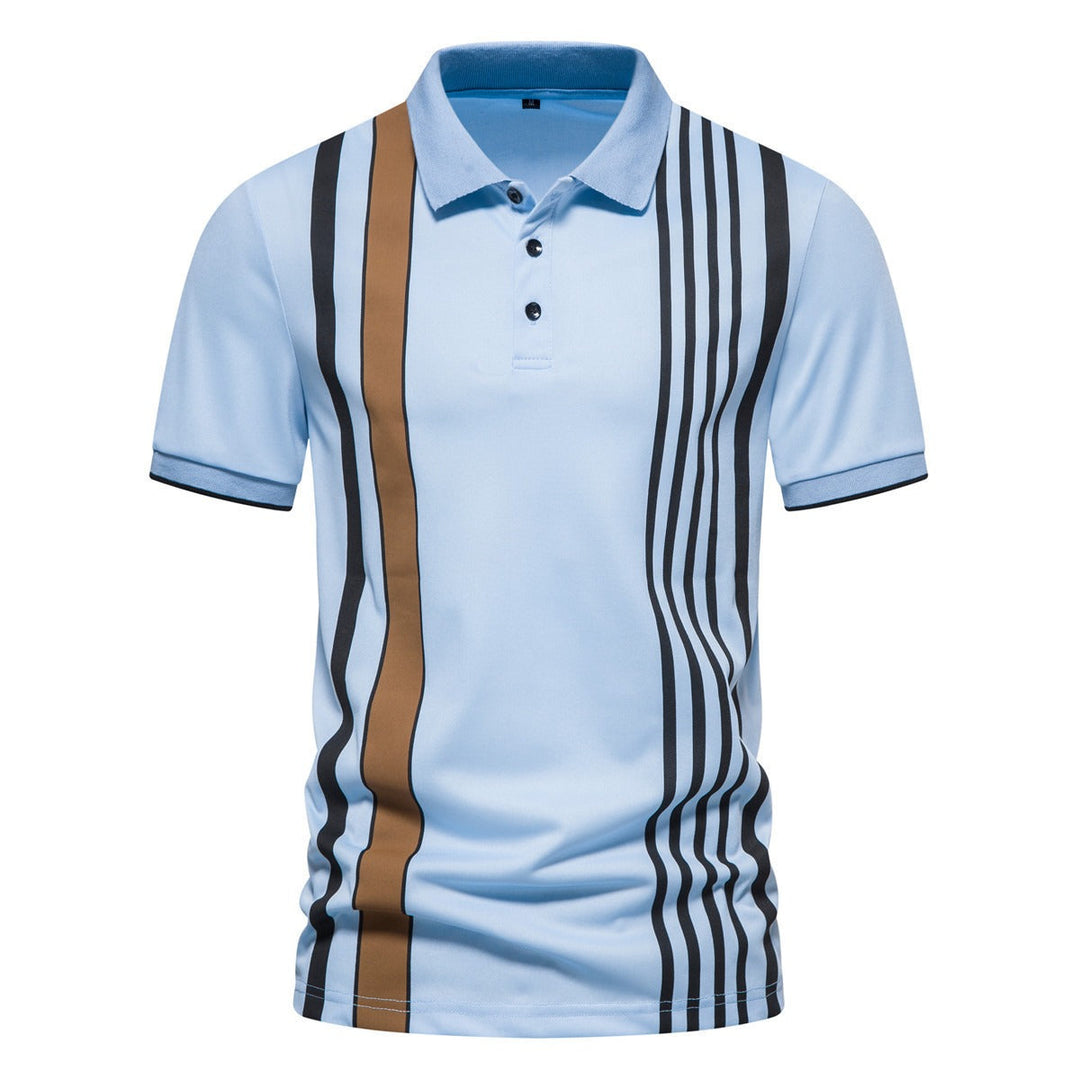 Men's Cotton Polo with Vertical Stripes - Matteo