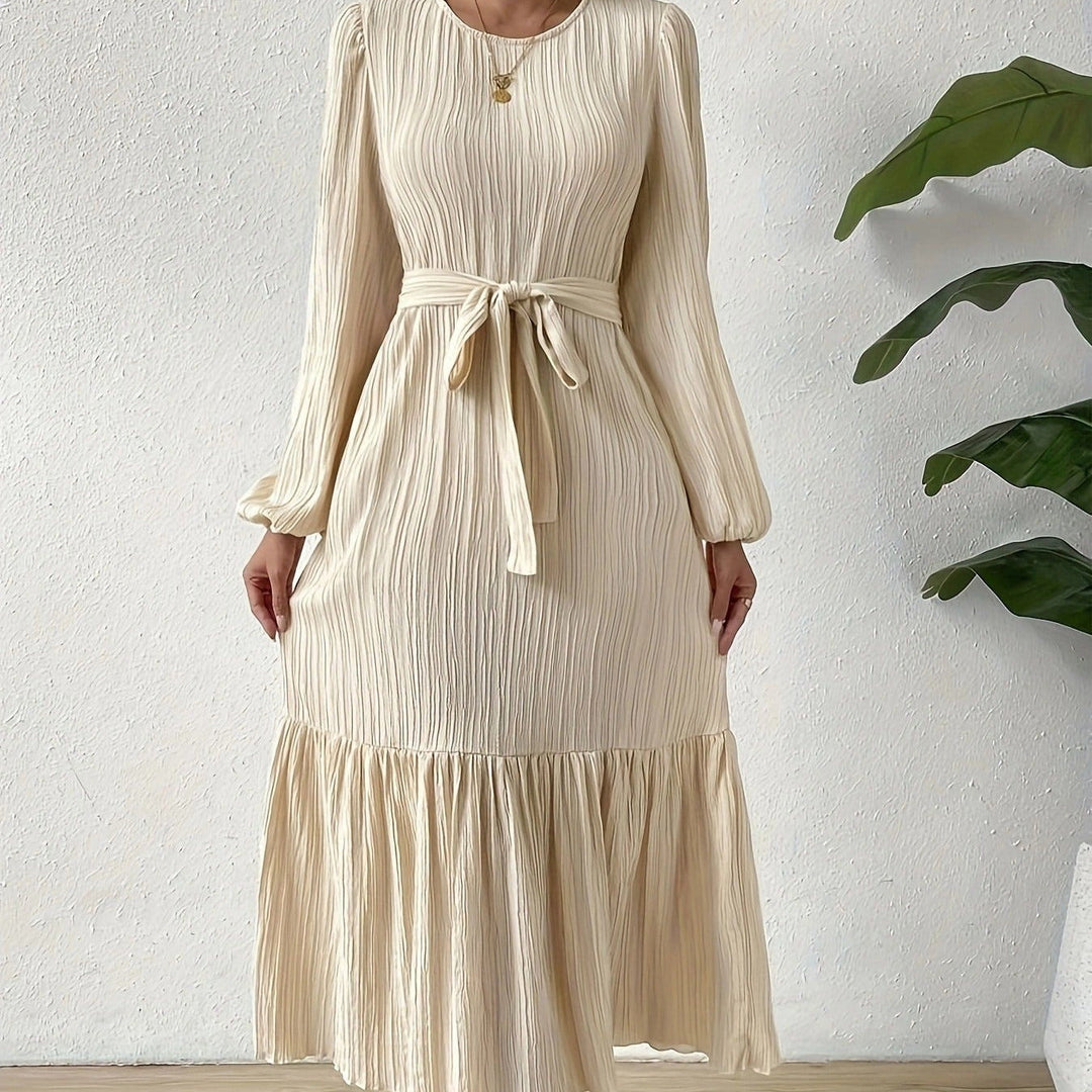 Pleated Long Sleeve Dress - Althia