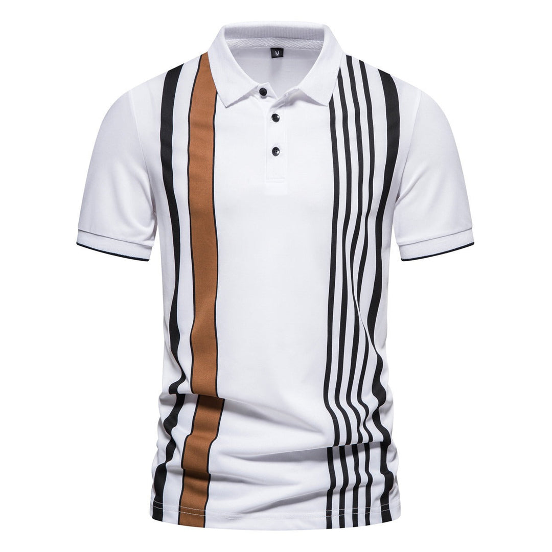 Men's Cotton Polo with Vertical Stripes - Matteo