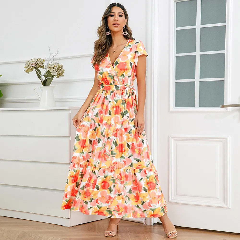 Long Floral Wrap Dress for Women - Zulma