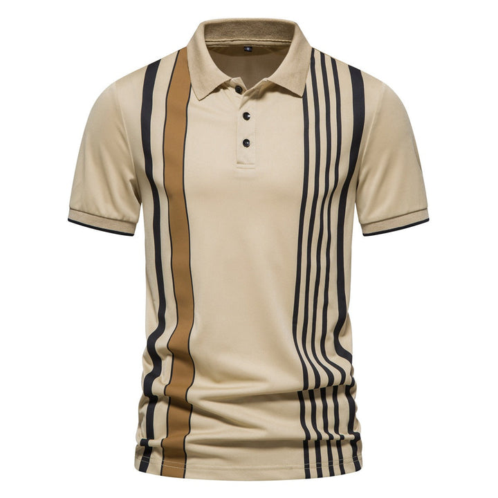 Men's Cotton Polo with Vertical Stripes - Matteo