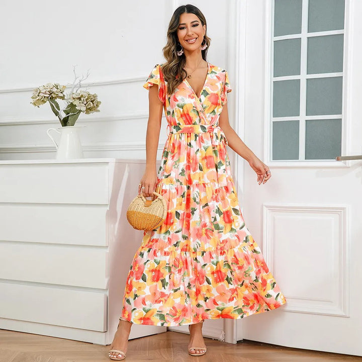 Long Floral Wrap Dress for Women - Zulma