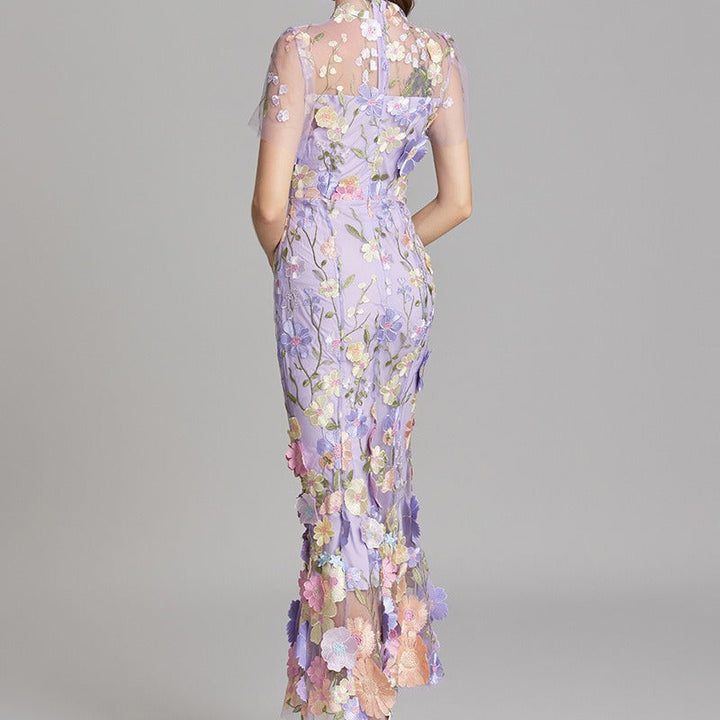 Embroidered Floral Long Dress for Women - Fiorella