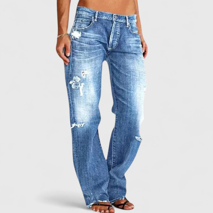 Dakota Vintage Vibe Distressed Bootcut Jeans - Elena Harper
