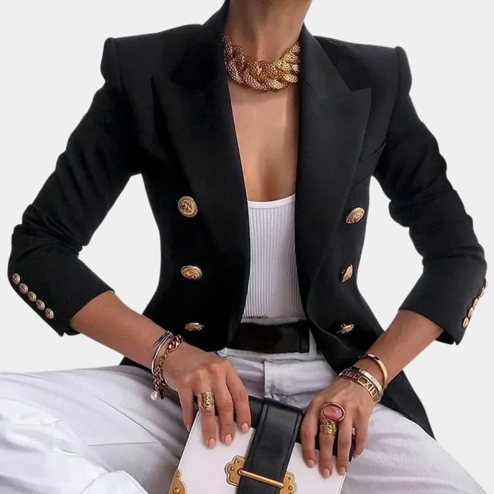 Blazer with Gold-Colored Buttons for Women