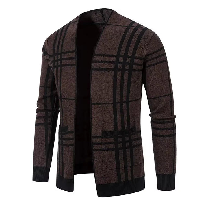 ELENA HARPER™  |  CHECKED KNIT CARDIGAN FOR MEN